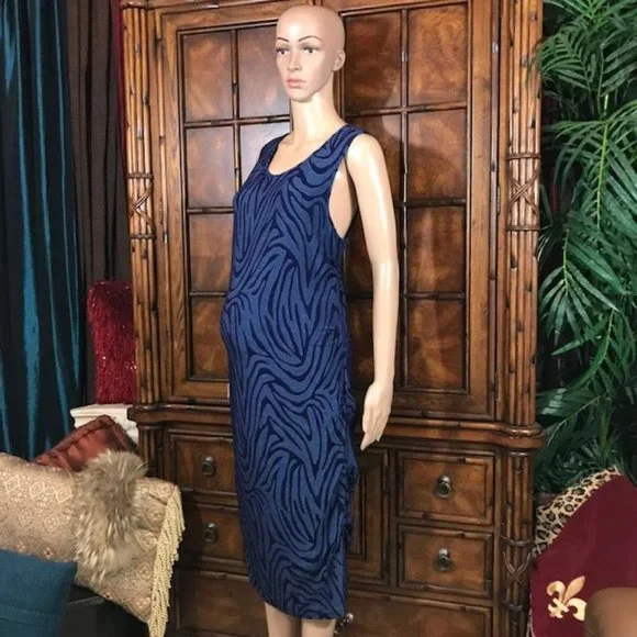 A Pea In The Pod Dresses | A Pea In The Pod Blue Abstract Zebra Side Ruched Maternity Dress | Color: Blue | Size: Lm | Ravishrage's Closet